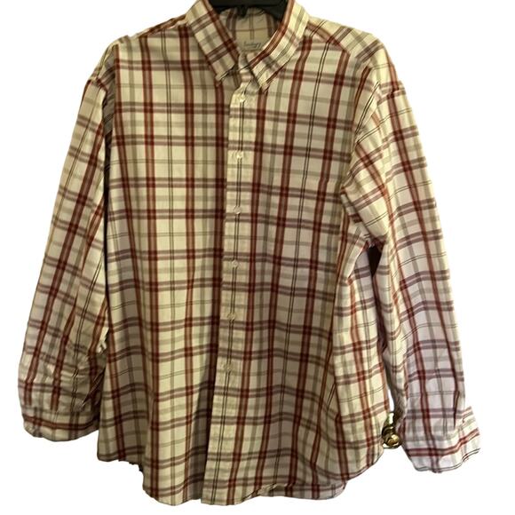 Turnberry Mens L dress shirt rounded tail, chest pocket. Easy care plaid - Picture 1 of 6